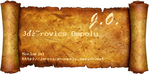 Járovics Ompoly névjegykártya